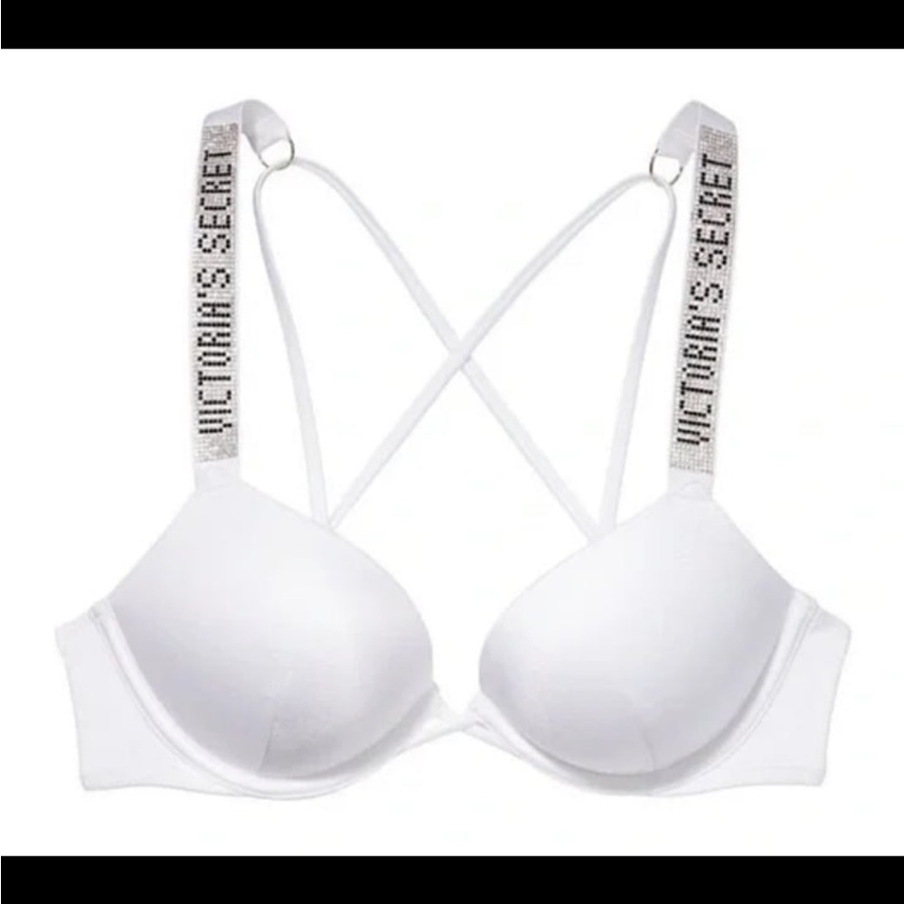 NWT VICTORIA'S SECRET Shine Strap Bombshell Push-Up Swim Top SZ 32C